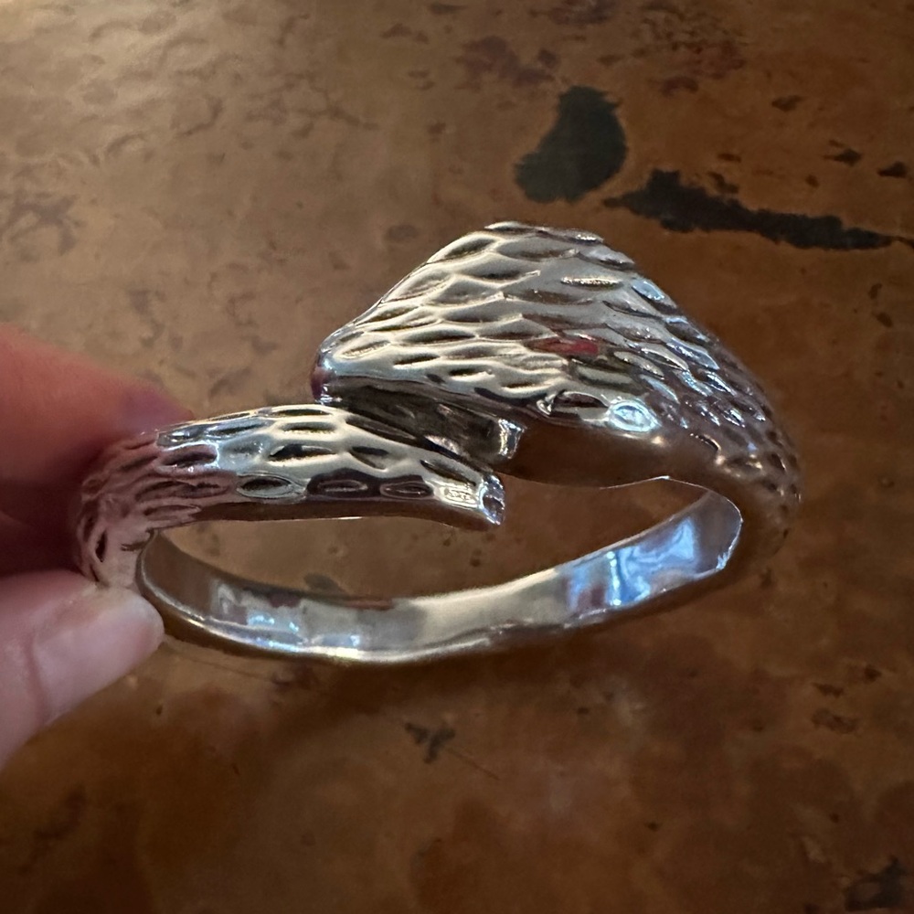 925 Sterling Silver Wrap Around Snake Bangle Bracelet - Picture 5 of 8